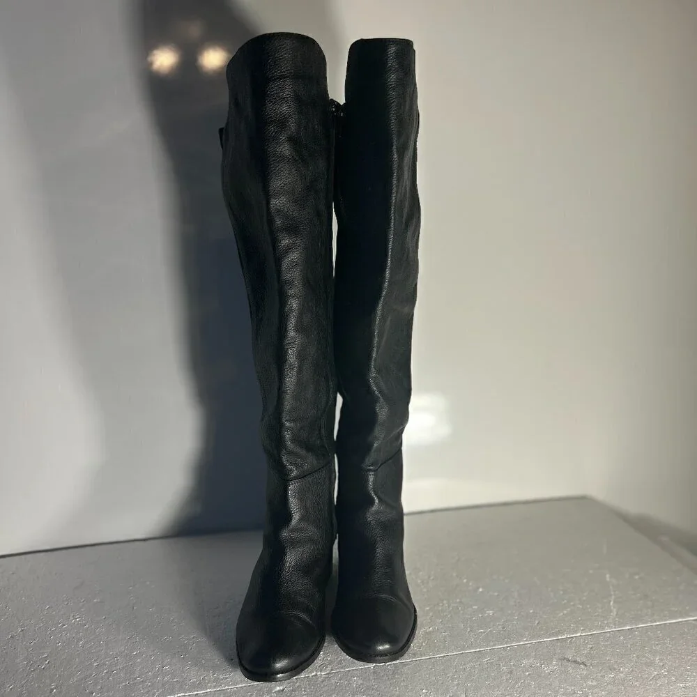 Lane Bryant SZ 7W  Letizia Black leather above knee boot Timeless Edgy Essential
